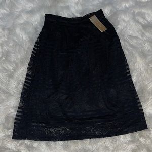 Long Black Flowery Skirt with designs